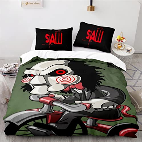 Juego De Ropa De Cama 3D De Sierra De Película De Terror Juegos De Fundas De Edredón con Fundas De Almohada Textiles para El Hogar Tamaño Doble Queen King para Decoración De Dormitorio 135 * 200cm