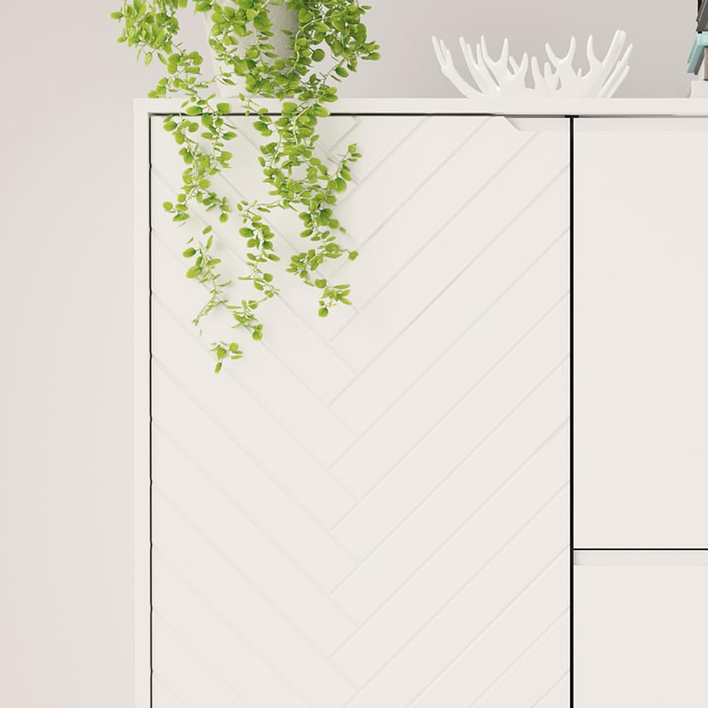 Lomadox Wohnzimmer Set 3-teilig Wohnzimmerschrank Wohnzimmermöbel Wohnzimmer Schränke modern in weiß matt mit gefrästen Fronten
