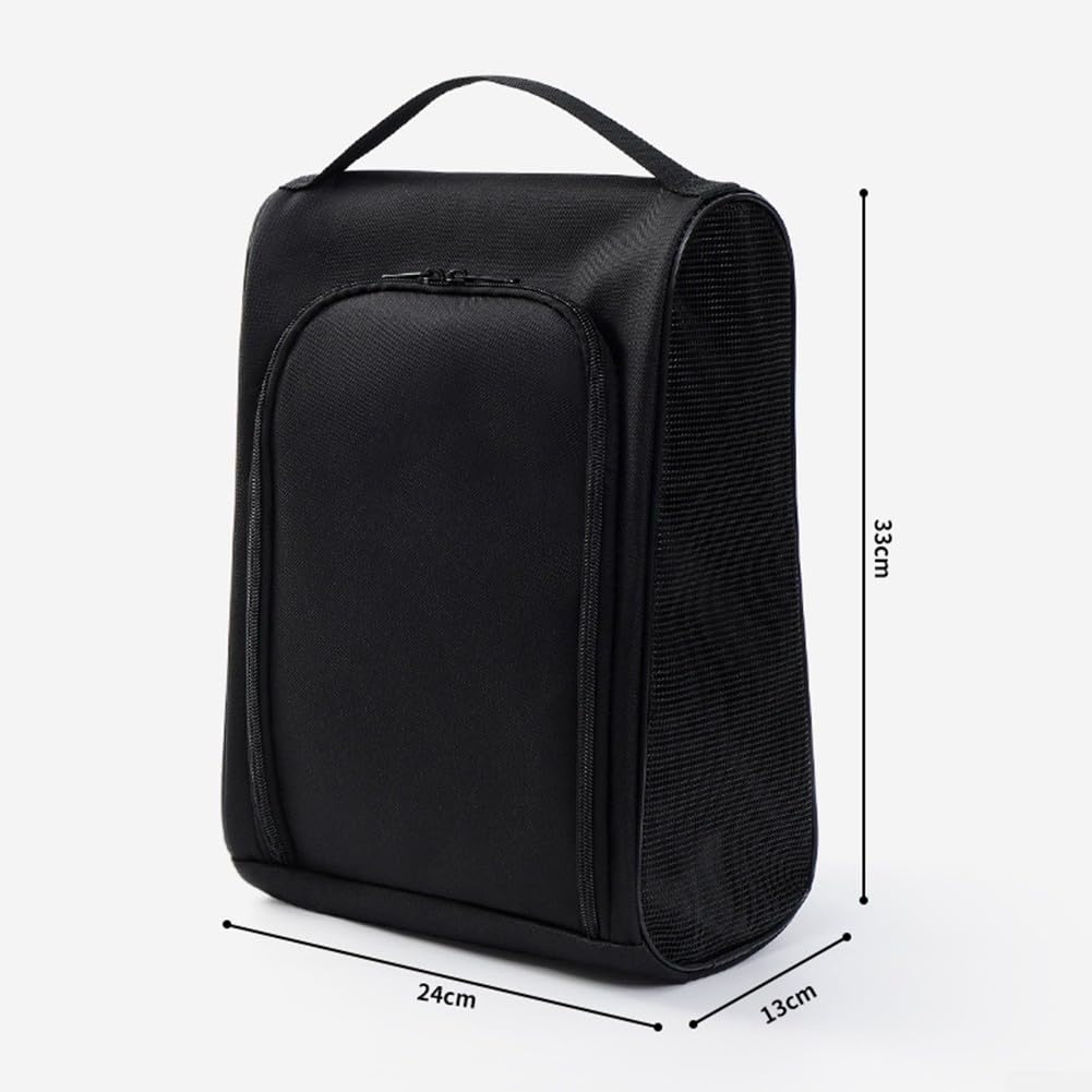 Elegante bolsa de zapatos de golf con diseño ventilado y compartimentos funcionales (negro)
