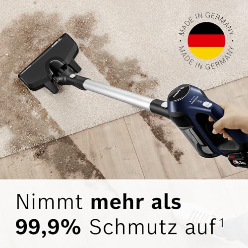 Bosch Akku-Staubsauger Unlimited 6 BBS611PCK, kabelloser Handstaubsauger, beutellos, leicht, Hygiene-Filter, 10 Jahre Motorgarantie, hohe Saugleistung, Lange Laufzeit, alle Bodenarten, blau