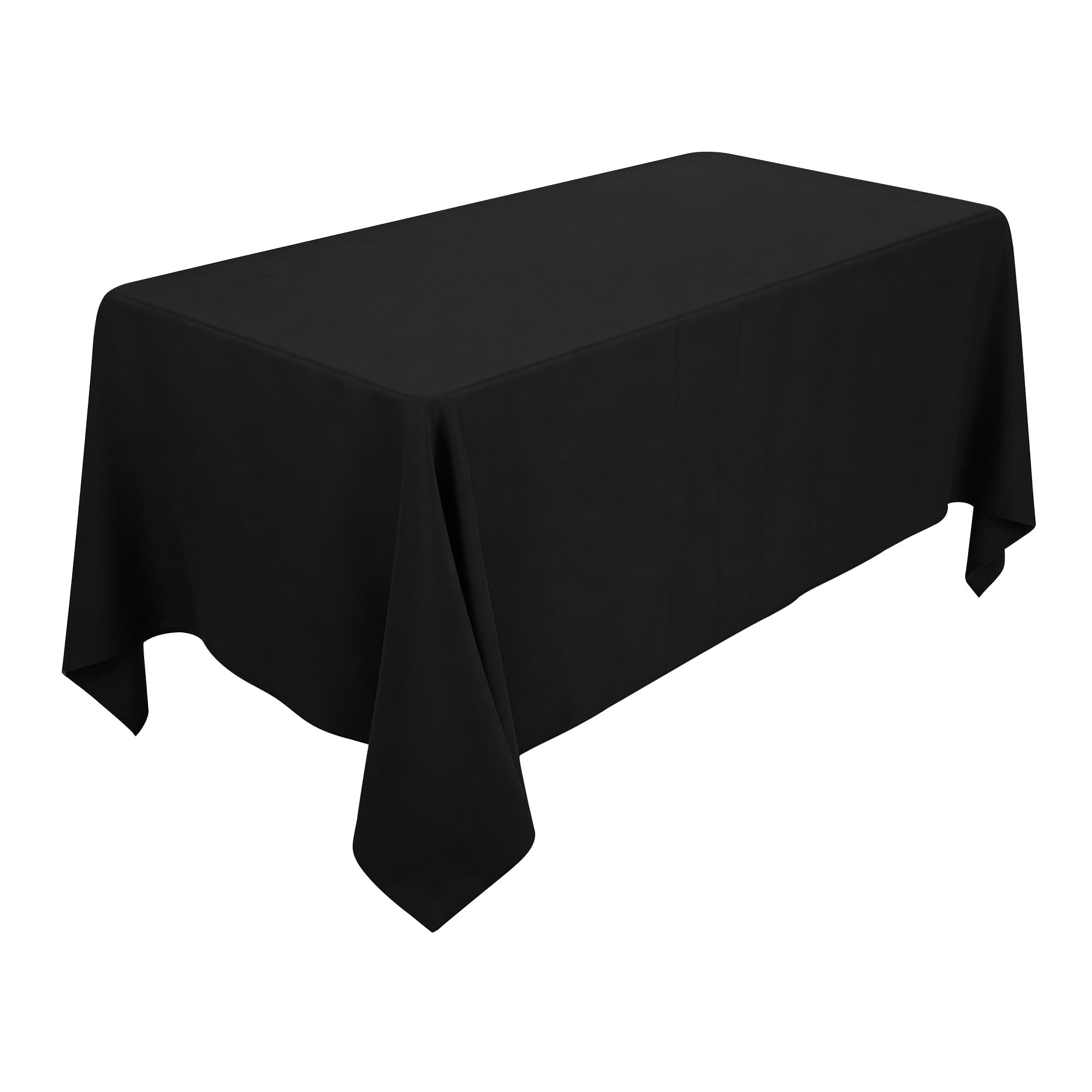 WedDecor Rectangular Tablecloth 90 x 132 Inch Fabric Table Cover for Dining Table Linen Kitchen Tablecloth Polyester Decorative Table Cover Table Top for Birthday Party Buffet Dinner Black, 5pcs