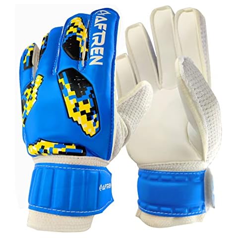 AFTREN Extra Padding Goalkeeper Gloves Soccer Goalie Football Glove Super Grip Double Wrap Wristband Reduce Chance Injury For Boys kids Children (6, Blue) Cover