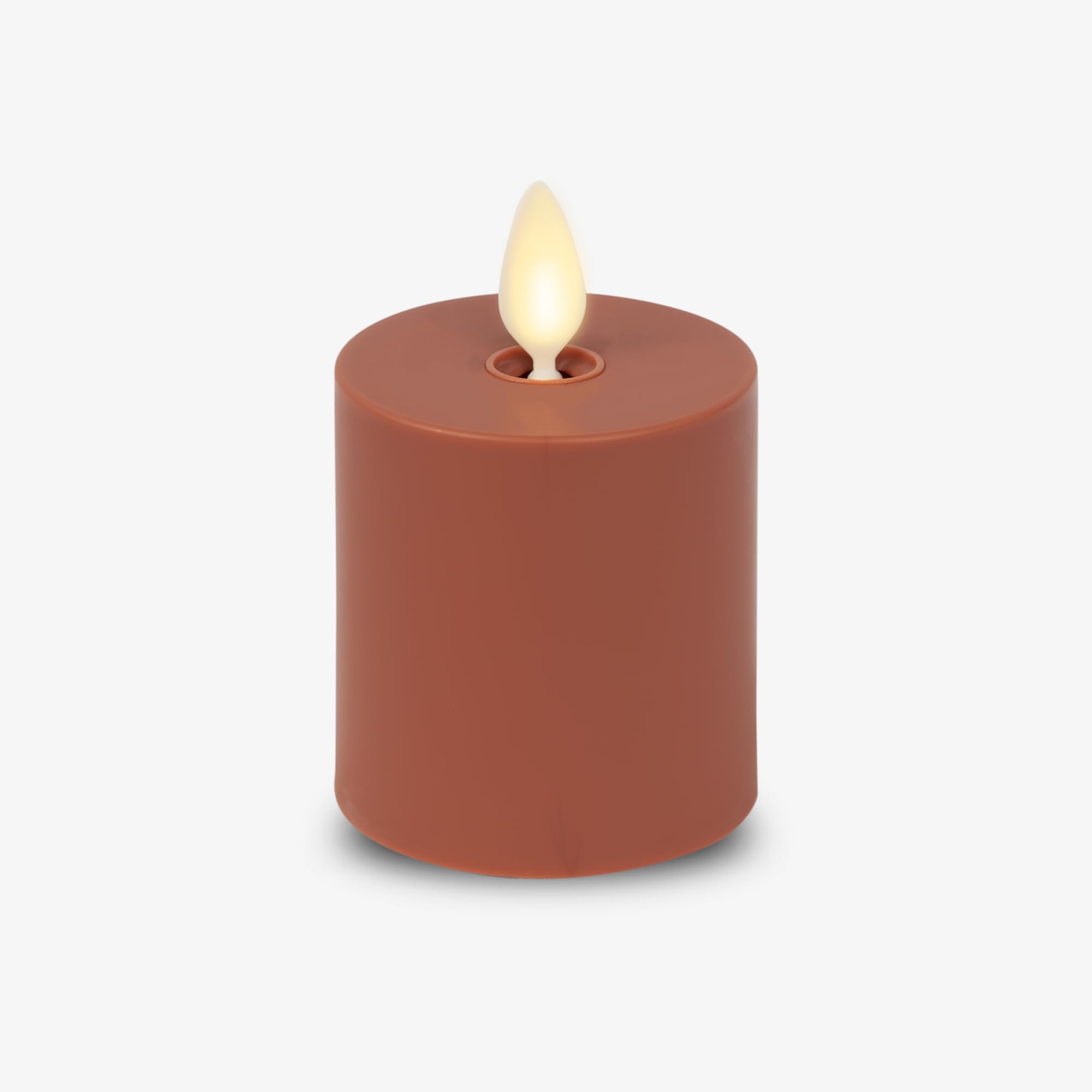 Luminara Outdoor Votive Flameless LED Candle, Baked Clay 2" x 3.2", Moving Flame Battery Operated Timer Remote Ready IPX4 Matte Plastic Finish