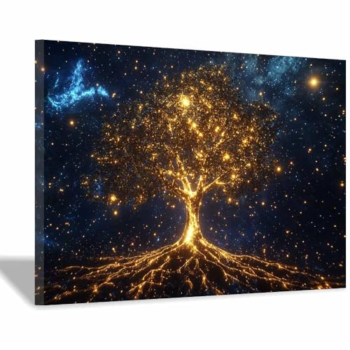 Tableaux arbre de vie doré 60x90cm pour sublimer la déco murale de votre salon