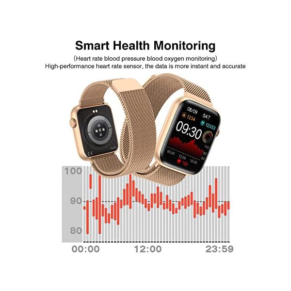 Smart Watch for Women with Bluetooth Call Answer/Dail,1.9'' HD Full Touch Screen Fitness Tracker, Smartwatch with Heart Rate Blood Oxygen Blood Pressure Sleep Monitor for Android and iPhone - Image 8