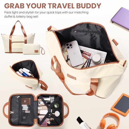 Hoteel 6 Piece Luggage Set (4-YEAR WARRANTY) Carry on ABS+PC Hard Shell Suitcase with Spinner Wheels & TSA Lock (Beige)4