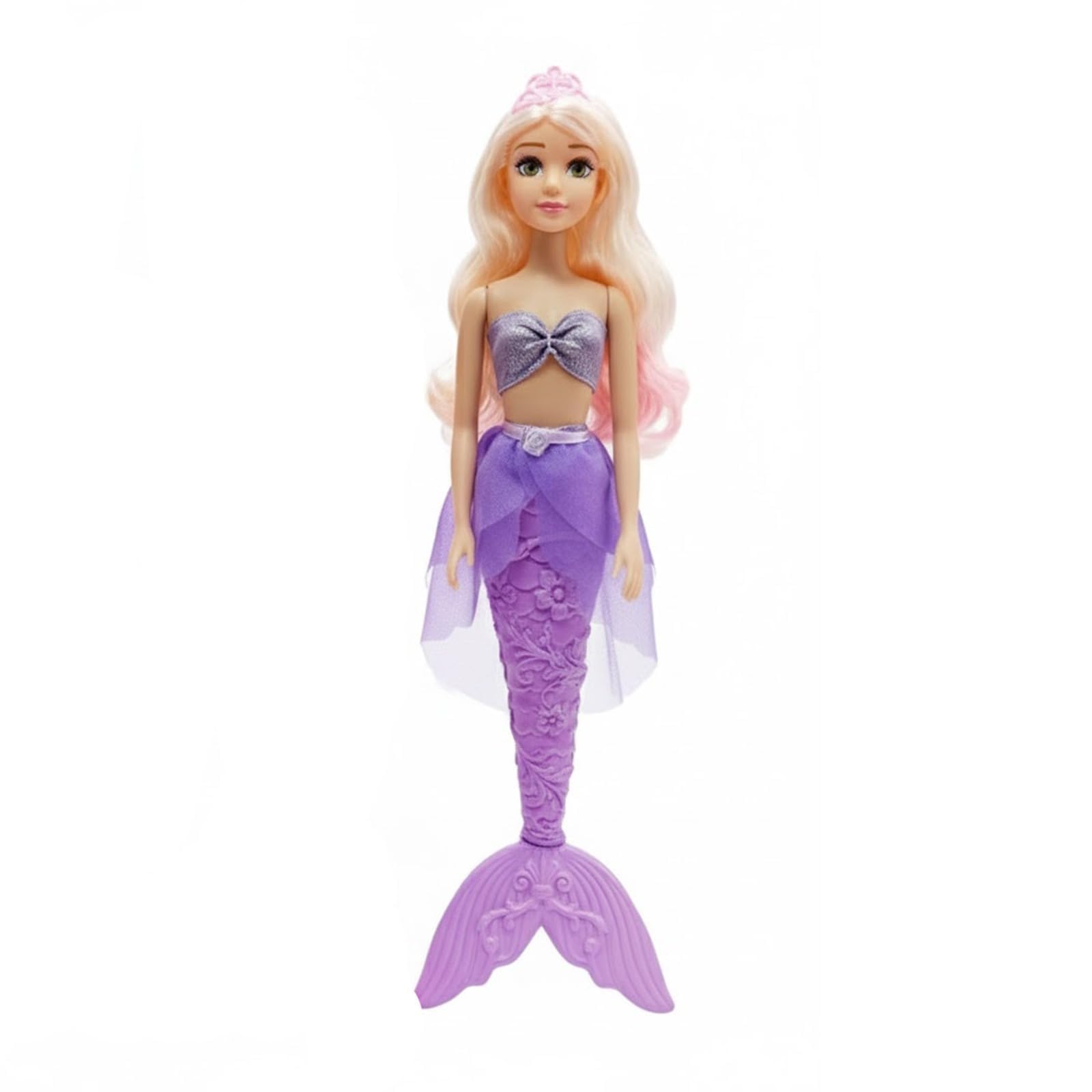 FAMBIZ Mermaid Doll Toy for Girls, Educational & Imaginative Play, Sparkling Tiara Crown, Stylish Fantasy Outfit, Princess Face, Creative Roleplay, Portable Design, Indoor and Outdoor Play, (Purple)