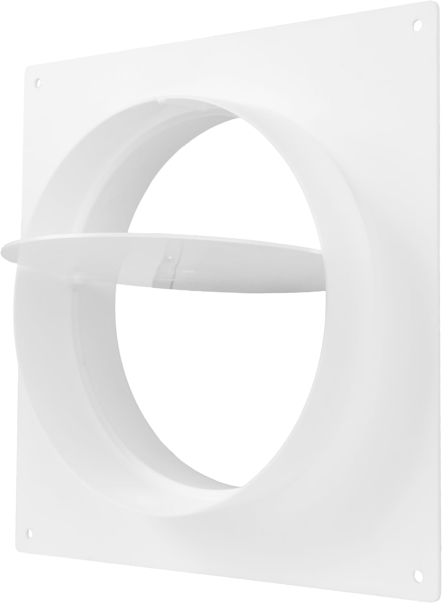 6" Inch duct connector with mounting plate and backdraft damper. PVC plastic flange for flexible or straight pipes. Pipe connector of round ducts. Cover plate. Perfect for HVAC systems