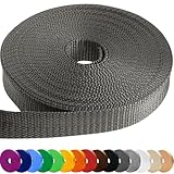 TECEUM 25 mm Gurtband – Holzkohle – 46 Meter - Gurtband zum Klettern im Freien drinnen Basteln DIY (1” 50y)