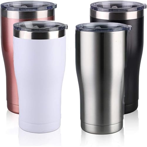 Jay Style 20 oz Stainless Steel Tumbler with Lid Double Wall Vacuum Insulated Travel Mug, Durable Insulated Coffee Cup for Home,Office,Outdoor,Ice Drink (Mix Color,4 Pack)