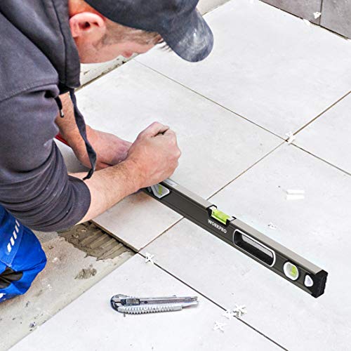 WORKPRO W002901A 4-Piece Measuring Tool Set, Torpedo, Spirit Level, Tape Measure with Carrying Bag