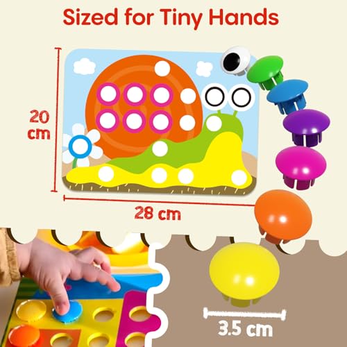 AMOSTING Steckspiel ab 2, Kinderspiele zum Lernen von Farben, Spielzeug ab 2 und 3 Jahre, 20 Bildvorlagen
