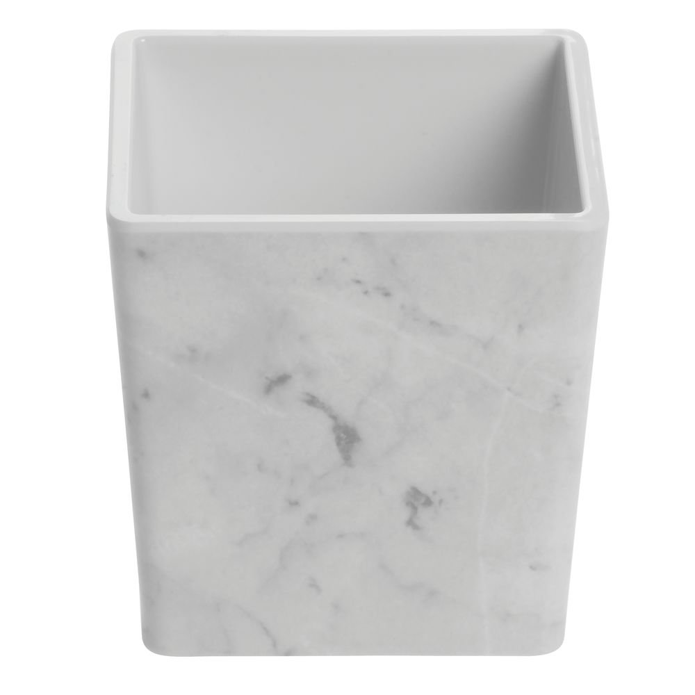 Marble Condiment Holder Dish - 3 7/8"L x 3 7/8"W x 3 7/8"H by HUBERT – Melamine, White Marble, Model H0215-MARBLE