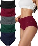 5 Pack Cotton Panties for Women High Waisted Full Coverage Brief Breathable Seamless Moisture Wicking Lady Underwear