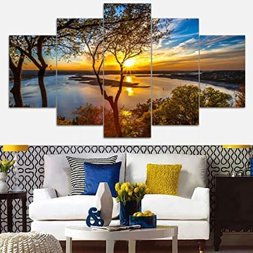 Toile De Plage Abstraite EPHANY – 5 Pièces, Art Mural Paysage, 40x20 Pouces, Neuve