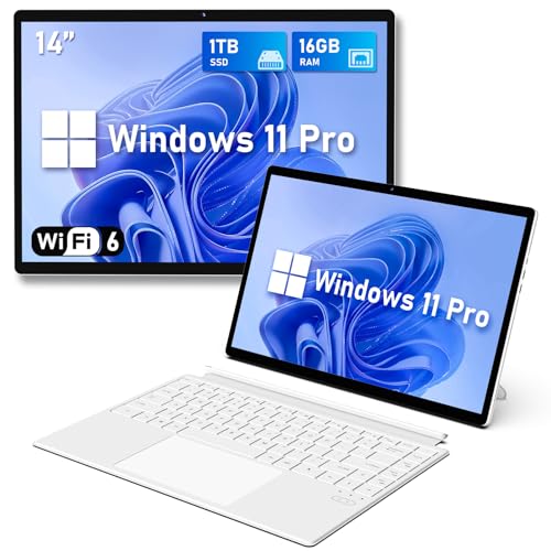 FUNYET PC Portátiles 2 en 1, Procesador N100 16GB RAM 1TB SSD Windows 11 PC Laptop, Laptop de 14',...