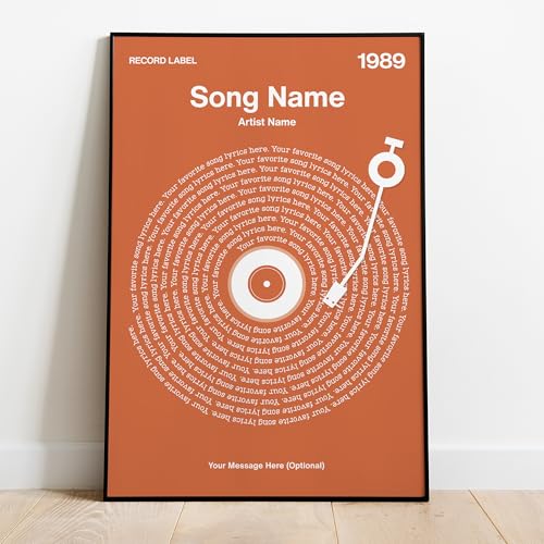 Customized Song Lyrics Poster - UNFRAMED - Custom Lyrics Wall Art, Wedding Song Print Gift for Lovers Wife Husband, Song Lyric Art Prints, Valentines Gift (Music Lyrics Poster)