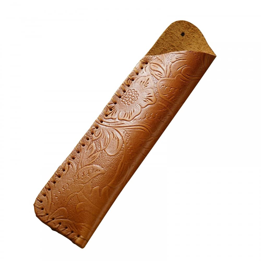 DONGKER Leather Pen Case,Vintage Fountain Pen Sleeve Holder for Two Ballpoint Fountain Rollerball Pens Pencils