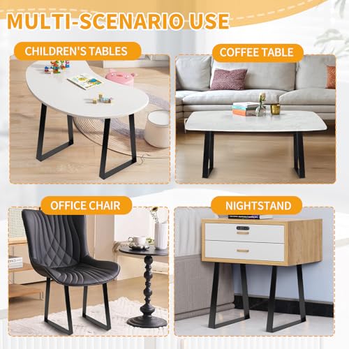 DBREAKS 35 cm Trapezoidal Table Legs, Black Trapezoid Table Leg, Metal Furniture Feet, Table Frame Table Runners with Screws - Image 4