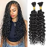 Human Braiding Hair for Boho Braids 22 Inch 2 Bundles 100g Water Wave Human Hair Braiding Hair No Weft Curly Bulk Human Hair for Braiding Brazilian Virgin Human Hair Bundles Natural Black