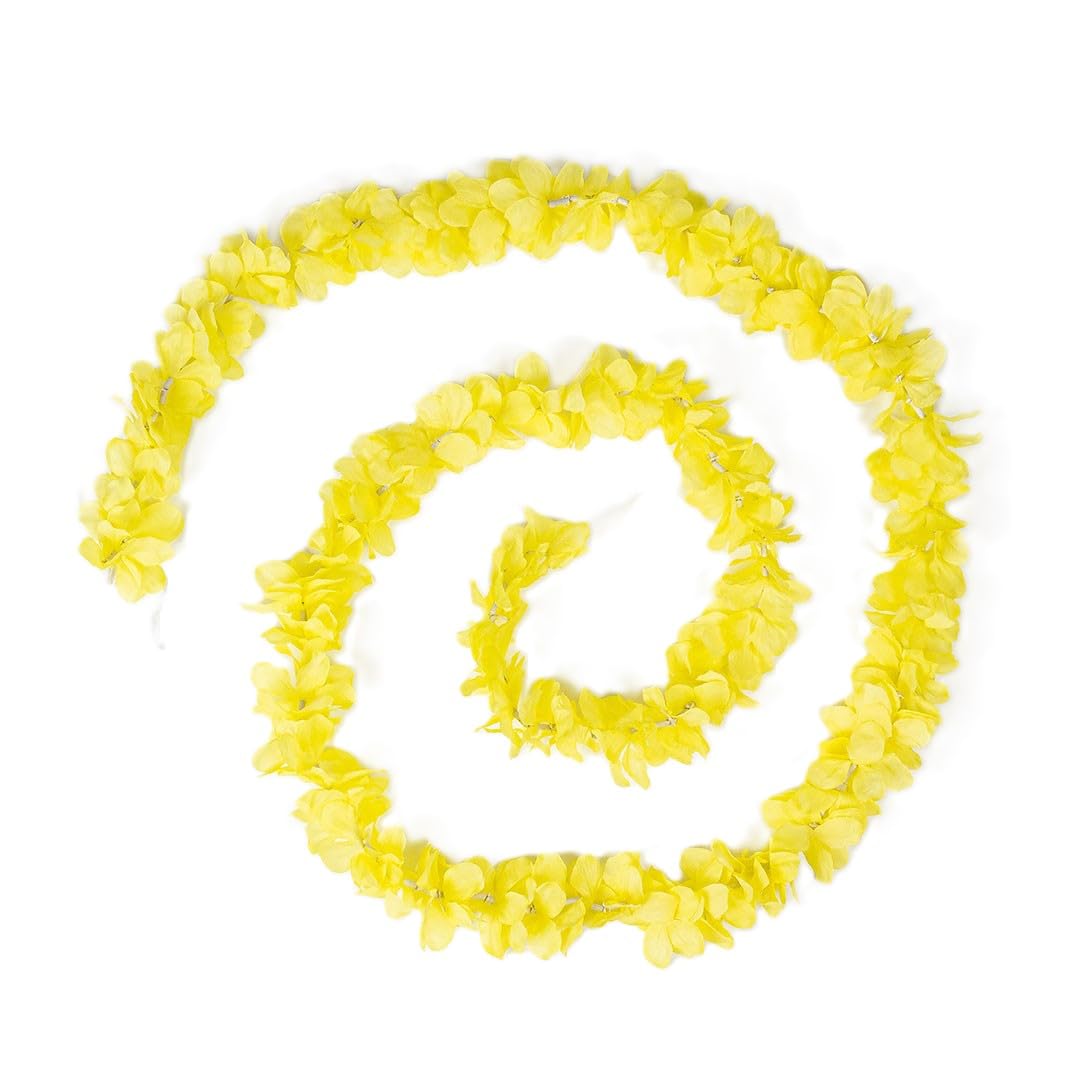 Yellow Hawaiian Party Garland Tropical Luau Flower Hula Decorations for Indoor & Outdoor Adults or Kids Celebrations Perfect for Birthdays Weddings Pool Parties and Beach Themed Events