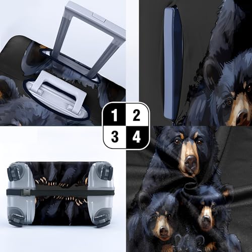 Travel Luggage Cover Suitcase Protector Scratch-Resistant Fit Not Included Suitcase Bear Family XL-30-32in4