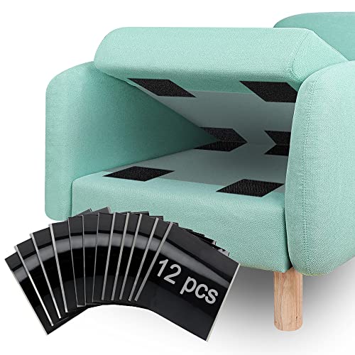 Best Velcro for Sofa Cushions: Secure, Non-Slip Grip Solutions Reviewed 3 Couch Cushion Grip Pads, 12 PCS Hook and Loop Pad with Adhesive to Keep Couch Cushions from Sliding, for Couch, Sofa and Mattress (Black, 6