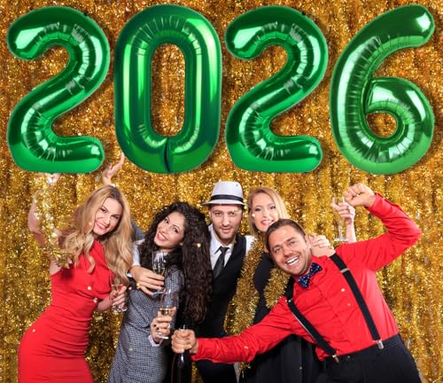 Image of Number Balloons Dark Green 2026 Balloon 40 inch for 2026 Party Decoration | Saturated Color, Large 40 in, With Inflation Straw & Hanging Hole, For Back-To-School Season, Forest Picnic Party, Christmas