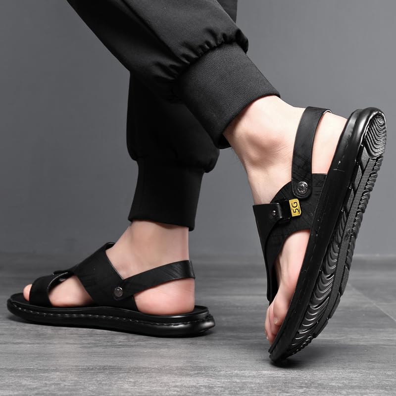 Men's Summer Outdoor Casual Stylish Flat Sandals, Comfortable Leather Flip-flops, Outdoor Wear in Spring and Summer4