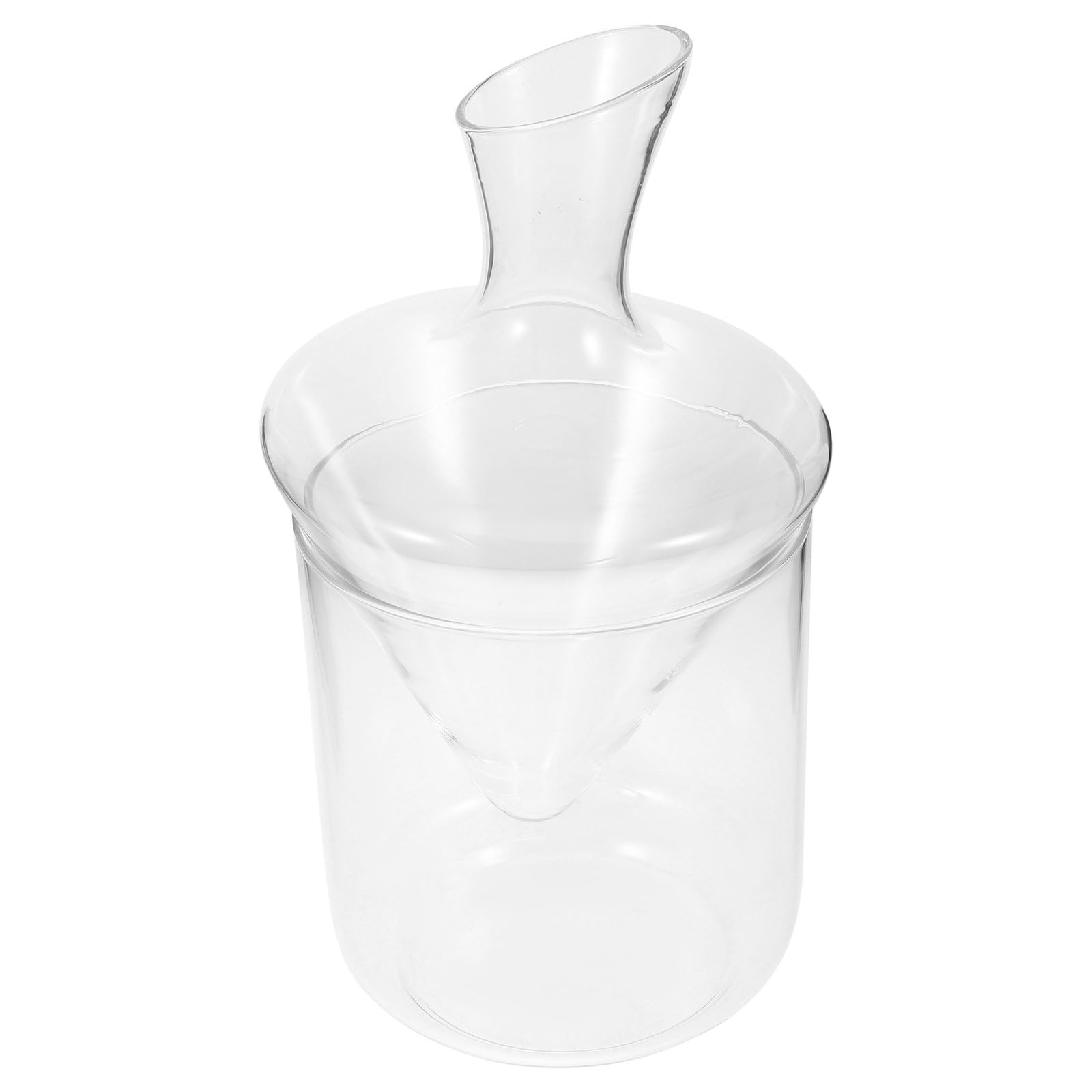 Decanter per Vino in Vetro Trasparente Design Obliquo, Distributore e Secchiello per Ghiaccio in Vetro, Set per Degustazione e Servizio Vino da Bar, per Casa e Intrattenimento