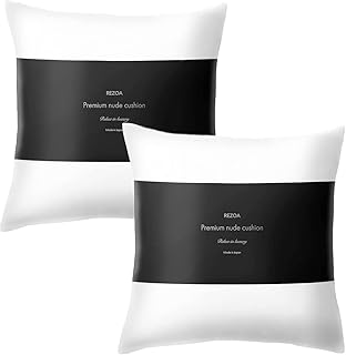 REZOA Cushion Insert, Made in Japan, Nude Cushion, 17.7 x 17.7 inches 45 x 45 cm, Set of 2 Moderate Elasticity and Non-Spilling Machine Washable