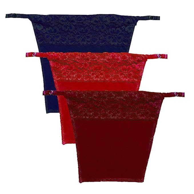 finesse miracle cami Finesse Miracle Cotton Camisole Modesty Panel, Lace Trim Clip-on Mock Cami, Set of 3, Navy/Red/Maroon-picture-52