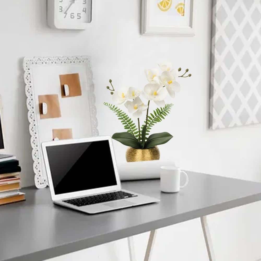 Briful Artificial Orchid Plants White Orchid Real Touch Flowers Artificial Phalaenopsis Orchid Stems in Gold Ceramic Pot Fake Orchid Flowers for Home Decor Wedding Table Centerpiece 5 51JJqyuddTL. AC SL1000