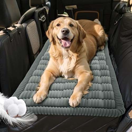 puxinargo Backseat Pet Bed Mat, Plaid Dog Bed for Car Back Seat, Flannel Dog Covers for Loveseats, Non-Slip Travel Pet Mat, Custom Fit for Backseat Extenders and Seat Covers, 54"x24.8", Blue Grey