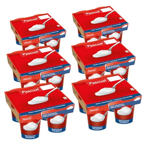 Pascual - Yogur Original Sabor Natural azucarado. Caja de 6 Pack de 4 x 120g. Total 24 uds.