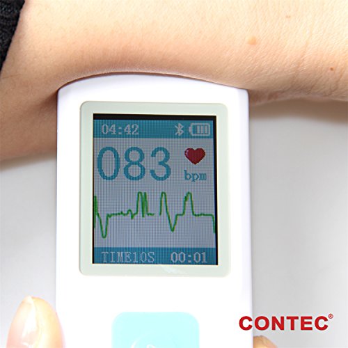 Image of CONTEC Portable ECG /EKG Monitor PC Software Electrocardiogram Bluetooth Heart Rate Beat LCD Monitor PM10