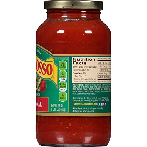 Tuttorosso Traditional Pasta Sauce, 24oz Jar (12 Pack)