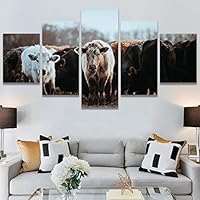 SIGNWIN 5 Panel Canvas Wall Art Animals Expressionism Group Modern Artwork for Home Decorations Ready to Hang - 60