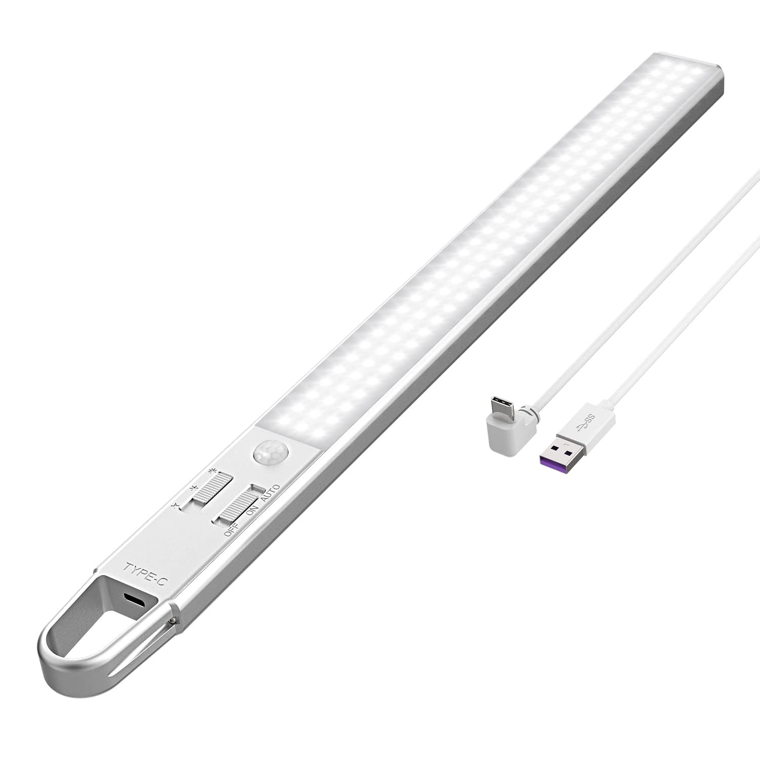 Azonee Under Cabinet Lights, Wireless Type-C Rechargeable Cupboard Lights with Magnetic Strip, Motion Sensor Cupboard LED Night Light with 3000mAh Battery for Stairs, Wardrobe, Garage, Hallway