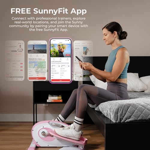 Sunny Health & Fitness Smart Pink Under-Desk Elliptical Trainer, Mini Pedal Exerciser for Home/Office Workout, Portable Machine for Seniors Training, Exclusive Bluetooth Link to SunnyFit App - P2420 by Sunny Health & Fitness - Image 3