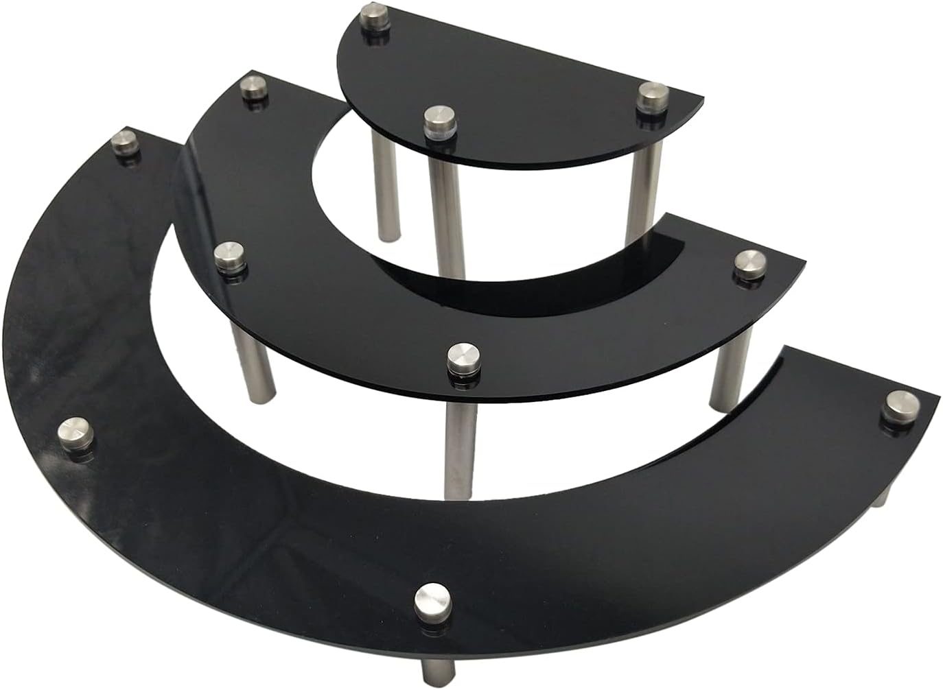 Curved Dessert Tray with Metal Stand, 3-Tier Acrylic Display Stand Cupcake Stand Ornament Stand for Store Cafeteria Banquet(Size:15.8 * 6.3inch,Color:Black)