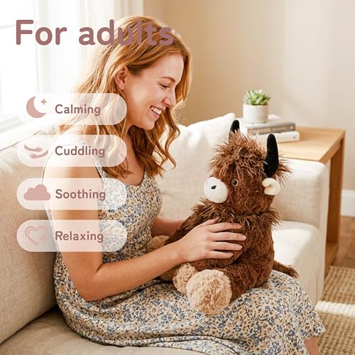 Image of Niuniu Daddy Highland Cow Weighted Stuffed Animals, Plush Pillow for Kids | 20 in 3.3 lbs, Heavy sensory lap pad, lying body pillow for sleeping, machine wash, huggable gift for kids and adults