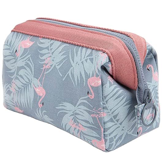 Trendegic Multifunction 4 Cms Printed Cosmetic Makeup Stationery Portable Vanity Jewelry Travel Pouch case Purse Organizer for Women and Girls (Grey