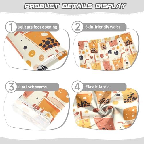 Bubble Tea Pattern Kids Girl's Cotton Pants Soft High Waisted Pants Gym3