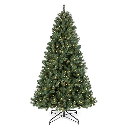 Best Choice Products 7.5ft Pre-Lit Instant Setup No Fluff Hinged Artificial Spruce Christmas Tree w  550 LED Lights, 1,346 Memory Steel Tips, Metal Stand