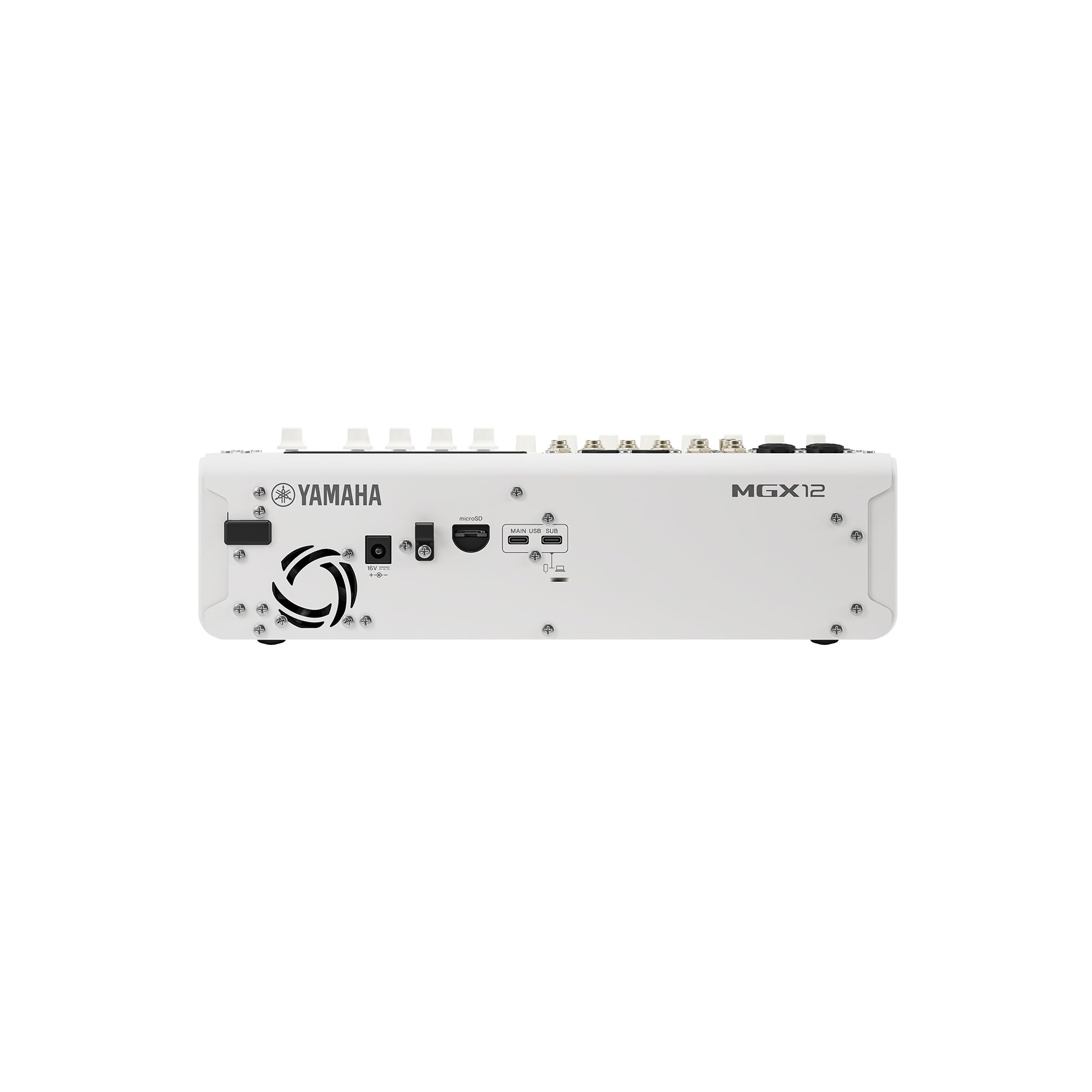 YAMAHA MGX12 Console de Mixage Numérique avec LCD Tactile, Bluetooth, Blanc | Console Compacte avec Double USB, Enregistrement Multipiste microSD et Outils Audio Intelligents
