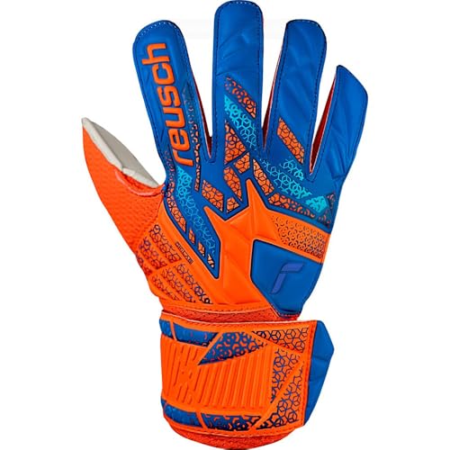 Reuch Keeper Gloves Attract Freegel Silver Junior Soccer Keeper Gloves [2290] Hot Orange/Blue 6 5562515-2290_6 5562515