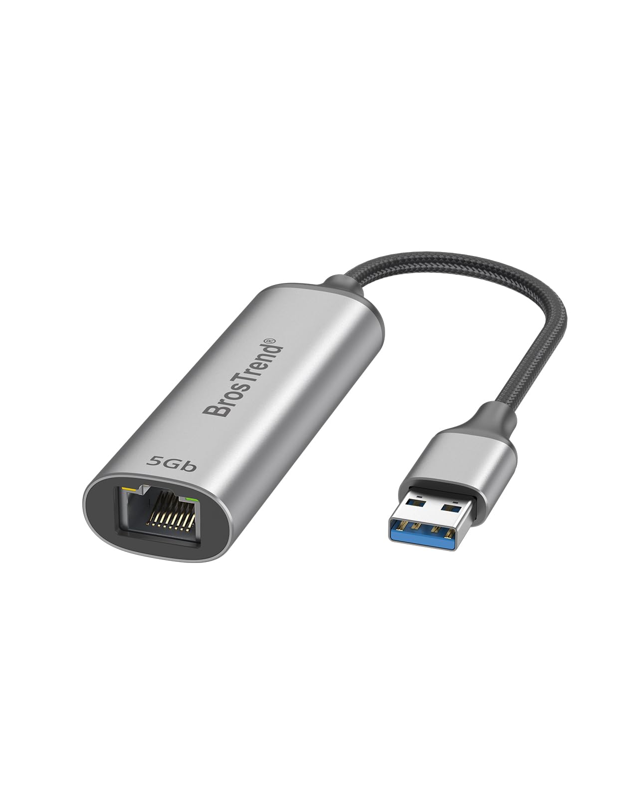 BrosTrend 5Gbps Adattatore USB Ethernet per PC Laptop MacBook, Plug & Play | 5000Mbps Alluminio Adattatore di Rete USB 3.2 a RJ45 LAN, Compatibile con Windows Linux (Kernel 7.1+), macOS, Garanzia a Vita