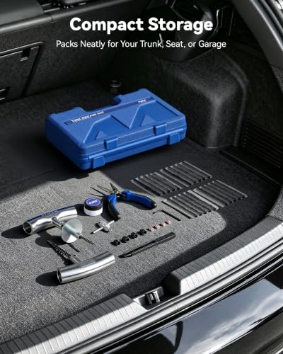 Image of OMT Tire Repair Kit, Tire Patch Plug Kit with T-Handle Tools & Repair Plugs