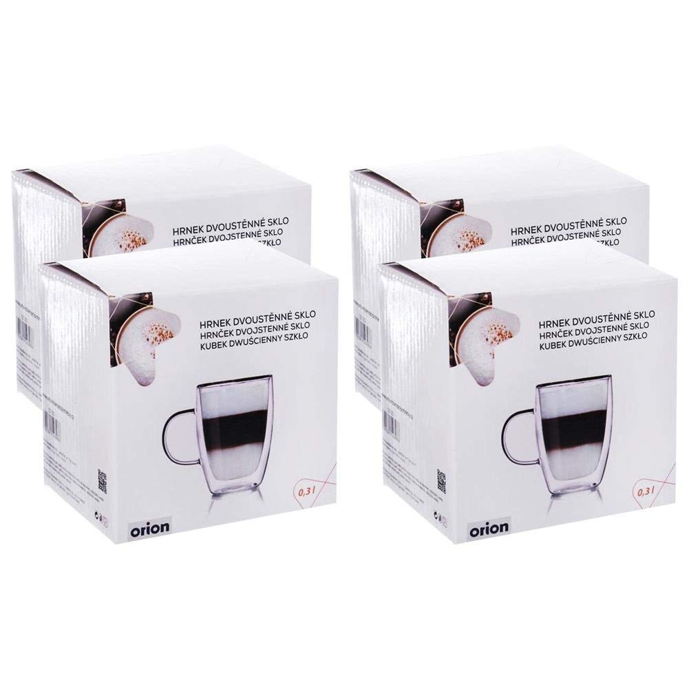 orion group Thermogläser 4 Stück Kaffeegläser Doppelwandig Teeglas 300 ml | Kaffeeglas Doppelwandiges Doppelwandige Gläser Thermoglas für Kaffee Latte Cappuccino Tee